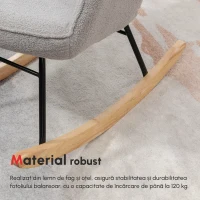 HOMCOM Fotoliu Balansoar de Interior Tapițat, Fotoliu Balansoar Relaxant din Blană cu Brațe, 71x98x101 cm, Gri Deshis(m-9)