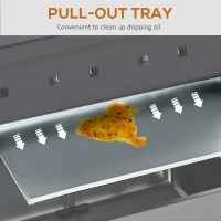 Outsunny 3+1 Burner Gas BBQ Grill, Outdoor Barbecue Trolley with Wheels, Warming Rack, Side Shelves, Cabinet, Thermometer for Garden, Party, Camping, 110L x 50W x 100Hcm, Grey(m-8)