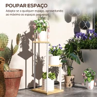 Outsunny Suporte para Plantas de 4 Níveis de Madeira e Aço para Interior e Exterior 53x42x85 cm Madeira e Branco(m-6)
