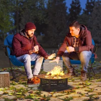 Outsunny Hammock Camping Chair Set of 2, Adjustable Back Swinging Camping Chair Portable Swinging Chair with Cup Holder, Headrest, Padded Seat and Carry Bag for Travel Fishing Hiking, Blue(m-2)