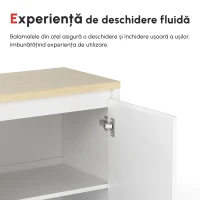 Homcom Bufet Alb – Dulap Usi Duble & Raft Reglabil pentru Depozitare(m-9)