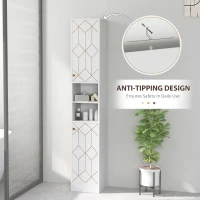 HOMCOM Tall Bathroom Storage Cabinet with Doors, Slim Bathroom Storage Unit with Adjustable Shelves, Freestanding Bathroom Storage Unit, White(m-7)