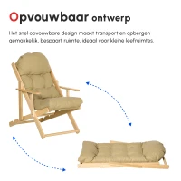 HOMCOM Accentfauteuil, Relaxfauteuil met Verstelbare Rugleuning, Beukenhoutframe, tot 120 kg, Bruin(m-5)