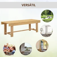 Outsunny Banco de Jardim de 2 Lugares Banco de Madeira Carga 250 kg Banco para Pátio Exterior 110x38x35 cm Madeira(m-5)