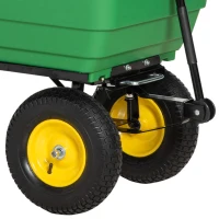 Outsunny Carucior de gradina din otel PP cada rabatabila maner de transport  verde inchis(m-13)