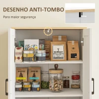 HOMCOM Armário de Cozinha com Prateleiras Ajustáveis Portas em Vime e Sistema Anti-Tombo 60x30x170 com Branco(m-6)