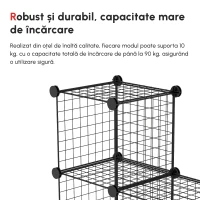 HOMCOM Biblioteca cu economie de spatiu pentru jucarii, haine, 9 cuburi din otel si PP, 35x35x35 cm, negru(m-5)