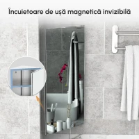 HOMCOM Dulapior Colt Baie – Otel cu Oglinda 60×30×18,4 cm(m-9)