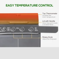Outsunny 4+1 Burner Gas BBQ Grill, Outdoor Barbecue Trolley with Wheels, Warming Rack, Side Shelves, Cabinet, Thermometer for Garden, Party, Camping, 125 L x 51 W x 100 H cm, Grey(m-6)