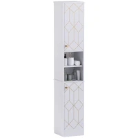 HOMCOM Tall Bathroom Storage Cabinet with Doors, Slim Bathroom Storage Unit with Adjustable Shelves, Freestanding Bathroom Storage Unit, White(m-1)