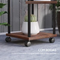 Outsunny Suporte para Plantas de Madeira e Aço com 5 Prateleiras e 4 Rodas Suporte para Plantas para Interior e Exterior 59x59x110 cm Madeira(m-5)