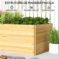 Outsunny Caixa de Plantio de Madeira Floreira de Exterior Grande com 3 Áreas de Cultivo Caixa para Cultivos Retangular 140x60x40 cm Madeira(m-7)