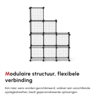 HOMCOM Steckregal, Kubusplank, Schoenenrek, 9 kubussen, modulair ontwerp, Staal, zwart, 35 x 35 x 35 cm per kubus(m-4)