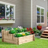 Outsunny Jardiniera din Lemn pe 3 Nivele pentru Gradina si Legume, 120x100x54cm(m-9)
