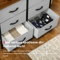 HOMCOM Comoda 6 sertare in stil industrial, comoda pentru dormitor cu sertare detasabile din material textil, lemn si otel, 80x30x62.5cm(m-7)