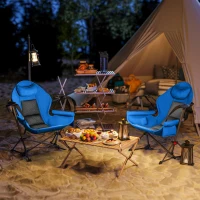 Outsunny Hammock Camping Chair Set of 2, Adjustable Back Swinging Camping Chair Portable Swinging Chair with Cup Holder, Headrest, Padded Seat and Carry Bag for Travel Fishing Hiking, Blue(m-8)