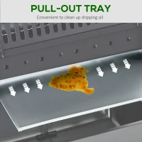 Outsunny 4+1 Burner Gas BBQ Grill, Outdoor Barbecue Trolley with Wheels, Warming Rack, Side Shelves, Cabinet, Thermometer for Garden, Party, Camping, 125 L x 51 W x 100 H cm, Grey(m-9)