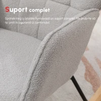 HOMCOM Fotoliu Balansoar de Interior Tapițat, Fotoliu Balansoar Relaxant din Blană cu Brațe, 71x98x101 cm, Gri Deshis(m-8)