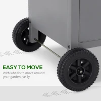 Outsunny 4+1 Burner Gas BBQ Grill, Outdoor Barbecue Trolley with Wheels, Warming Rack, Side Shelves, Cabinet, Thermometer for Garden, Party, Camping, 125 L x 51 W x 100 H cm, Grey(m-7)
