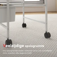 HOMCOM Bijzetwagen met Wielen, 3 Manden voor Transport en Opslag, Keukentrolley, 40,8L x 33,5B x 60,5H cm, Wit(m-5)