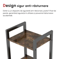 HOMCOM Bibliotecă stil industrial cu 5 rafturi din lemn și oțel, 40x30x154cm - Maro rustic(m-9)