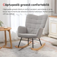 HOMCOM Fotoliu Balansoar de Interior Tapițat, Fotoliu Balansoar Relaxant din Blană cu Brațe, 71x98x101 cm, Gri Deshis(m-7)