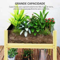 Outsunny Floreira de Madeira com Painéis de Acrílico Floreira Elevada para Cultivo de Flores Vegetais 75x46x60,5 cm Madeira(m-4)