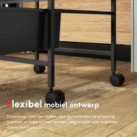 HOMCOM Bijzettafel op Wielen, 3 Manden voor Transport en Opslag, Keukenwagen, 40,8L x 33,5B x 60,5H cm, Zwart(m-5)