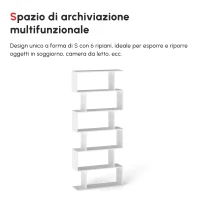 HOMCOM Scaffale Alto con 6 Ripiani, Libreria Scaffalatura in Legno Design Moderno, Bianco 80 × 23 × 192cm(m-4)
