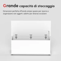 HOMCOM Panca Contenitore Multiuso in Legno Truciolare con Coperchio Apribile, per Camera e Ingresso, 100x40x40cm, Bianco(m-4)