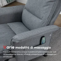 HOMCOM Poltrona Relax Massaggiante con Pouf e Telecomando, 8 Punti Massaggio e 5 Programmi, Grigio(m-6)