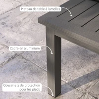 Outsunny Table basse rectangulaire plateau à lattes pour intérieur/extérieur en aluminium, 100 x60 x37 cm marron(m-5)