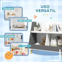 HOMCOM Organizador Infantil con 5 Compartimentos Abiertos en 2 Alturas y Patas de Madera de Pino 80x34x72,5 cm Gris y Blanco(m-5)