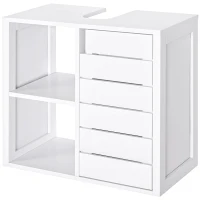 kleankin Mueble Bajo de Lavabo para Baño Suspendido Compacto con 2 Estantes Abiertos y Zona Cerrada 60x30x54 cm Blanco(m-1)