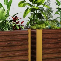 Outsunny Hochbeet 2er-Set, Pflanzkasten, extra tief, Metall, 120 x 60 x 60 cm Braun(m-8)