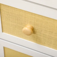 HOMCOM Cómoda de Dormitorio de Estilo Cannage Bohemio con 4 Cajones de Tela Plegables para Entrada Salón 62x30x105 cm Blanco(m-9)