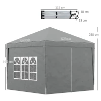Outsunny Gazebo da Esterno 3x3 m Pieghevole con 4 Pannelli Laterali, in Acciaio e Tessuto Oxford Grigio Chiaro(m-3)