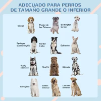 PawHut Casa para Perros 84,2x98,2x82 cm con Patrón de Ventana y Techo de Tejas de Imitación para Perros Grandes Gris y Blanco(m-7)