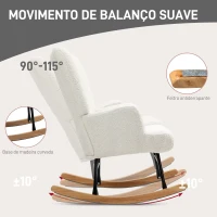 HOMCOM Poltrona Baloiço em Borrego Poltrona para Amamentação com Encosto Capitonê e Base de Madeira 65x88x87 cm Creme(m-4)
