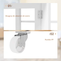 HOMCOM Mesa de Cocina Plegable con Alas Abatibles 2 Ruedas y Estantes Estilo Moderno 120x60x75 cm Blanco(m-6)