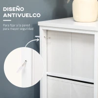 HOMCOM Cómoda de Dormitorio de Estilo Cannage Bohemio con 5 Cajones de Tela Plegables para Entrada Salón 62x30x126,5 cm Blanco(m-5)