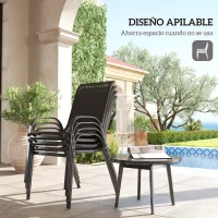 Outsunny Set de 4 Sillas de Exterior Apilables con Asiento de Malla Respaldo Alto y Marco de Acero para Jardín o Terraza(m-4)