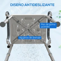 HOMCOM Taburete de ducha con Altura Ajustable para Personas Mayores o con Movilidad Reducida 52x45x69 cm Asiento Blanco y Azul(m-6)