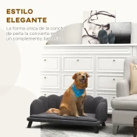 PawHut Sofá para Perros Medianos Sofá Cama para Mascotas Tapizado en Terciopelo con Patas de Madera 98,5x60,5x35,5 cm Gris(m-6)