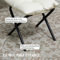 HOMCOM Sillón de Salón con Otomana Sillón de Relax con Bolsillos Laterales y Patas de Acero para Sala de Estar Dormitorio Crema(m-5)