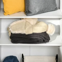 HOMCOM Armario Alto de 2 Puertas Mueble Auxiliar de Almacenaje Multifuncional con 5 Estantes y Baldas Ajustables Moderno para Salón Dormitorio Cocina 59x31x155 cm Blanco(m-8)