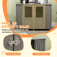 PawHut Jaula para Perros Grandes 2 en 1 Mesa Auxiliar con Puertas con Pestillo Ventanas y Patas Ajustables 114x60x82 cm Gris(m-6)