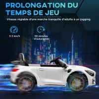 AIYAPLAY Voiture électrique enfants sous licence Mercedes-Benz AMG GTR 12V télécommande 2,4G max. 5 km/h 108 x 67 x 46 cm blanc(m-8)