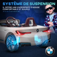HOMCOM Voiture électrique pour enfants licence BMW I4 12V avec télécommande MP3 Musique Lumières et Ceinture 115x67x45 cm Noir(m-7)