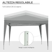 Outsunny Gazebo da Esterno 3x3 m Pieghevole con 4 Pannelli Laterali, in Acciaio e Tessuto Oxford Grigio Chiaro(m-9)